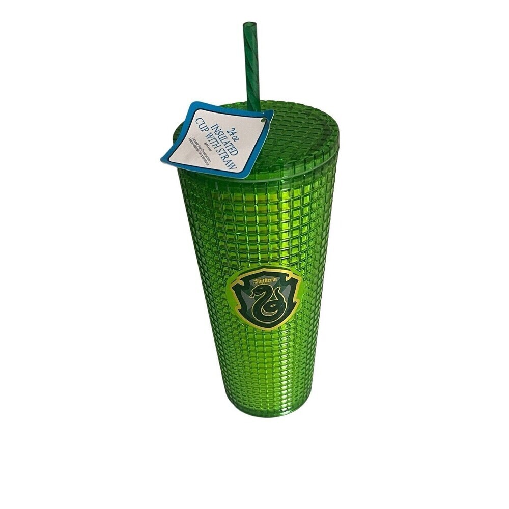 NEW Harry Potter Slytherin Snake Green Grid Tumbler Cold Cup